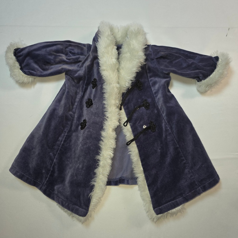 American Girl Samanthas Velvet Holiday Coat Faux Fur Trim Frog Closures 18" Doll